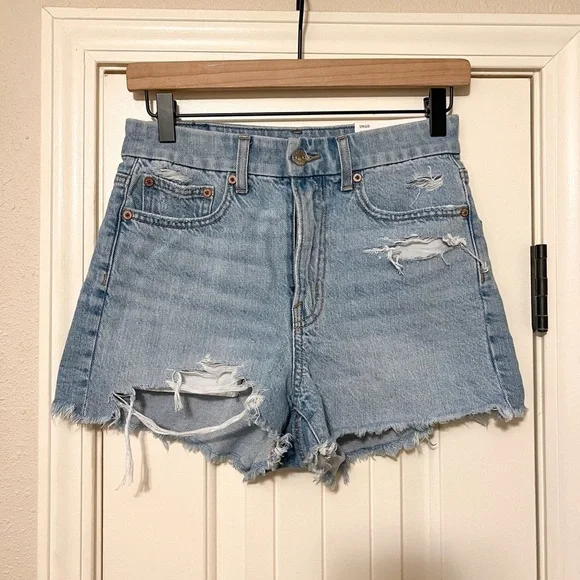 American Eagle Strigid Denim Curvy Highest Waist 90’s Boyfriend Short - Picture 3 of 8